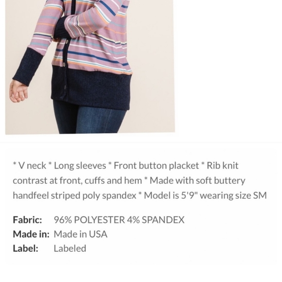 V-neck long sleeves top front button placket. - Picture 6 of 6